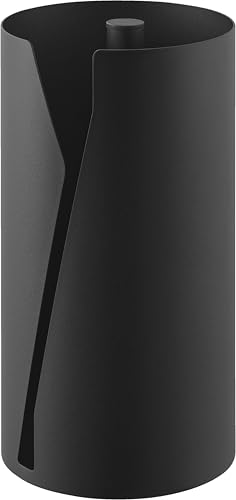 山崎実業(Yamazaki) 片手でカット 隠せる キッチンペーパーホルダー 縦タイプ L ブラック W16×D16×H30.2cm タワー tower 立てて使えて省スペース 大判サイズ対応 10042