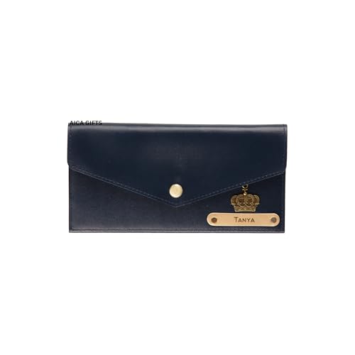 Image of AICA Personalized Name & Charm Leather Womens Wallet (Navy Blue) | Customized Gifts for Women Girls | Gifts for Women | Wallet for Woman | Diwali Gifts | Wallet for Women | Corporate Gifts for Staff