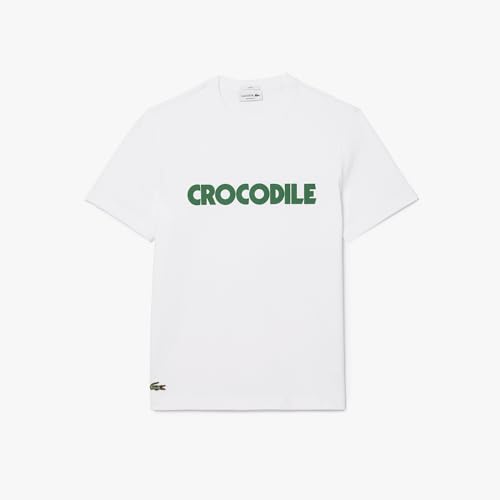 Lacoste Men's Text Print Cotton T-Shirt, White, XX-Small