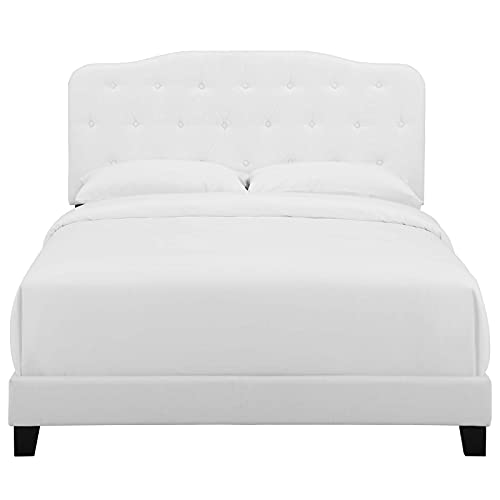 Modway Amelia Tufted Fabric Upholstered Twin Platform Bed In White #TOP4