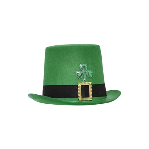 Generisch 2026 San Patricio Día Irlandés Fiesta Sombrero de Hoja Cilindro para Celebraciones Actuaciones (Verde, Talla Única)