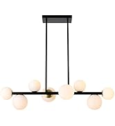 Jonsi Dining Room Light Fixture Over Table, Mid Century Chandeliers, Black Modern Chandelier, 8 L...