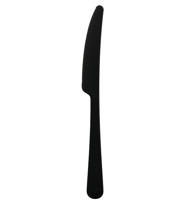 200 Cuchillos Reutilizable Durable PP Mineral "Plus", Cubiertos de Plástico, Color Negro, Cuchillos de Plástico, 19,8cm, Robusto y Reutilizable