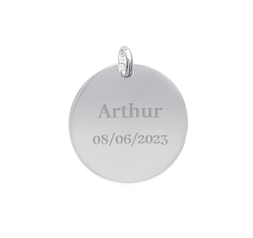 Médaille Ronde 27 mm Gravée en Argent Rhodié Idée Cadeau Tata Gisèle