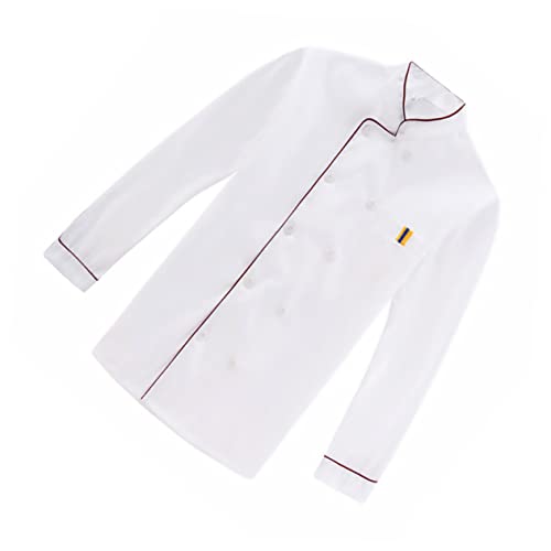 Ipetboom Long Sleeve Chef Jacket Red Embossed Work Clothes for Men and Women Splash Catering Uniform for Restaurant Hotel and Outdoor Barbecue Breathable and Easy to Wash