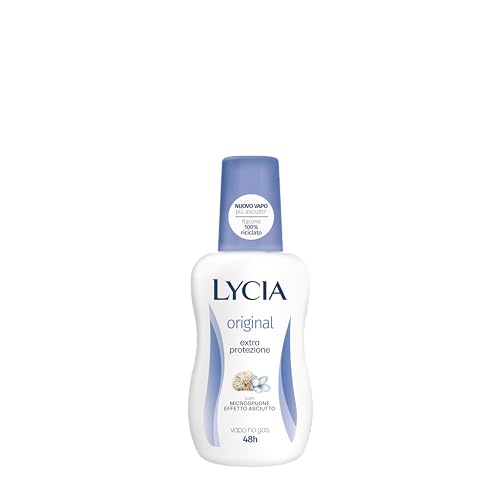 Lycia, Original Deodorante Vapo No Gas con Antibatterico e Microspugne Effetto Asciutto per una Sensazione di Freschezza Durevole, Efficace fino a 48H, 75 ml