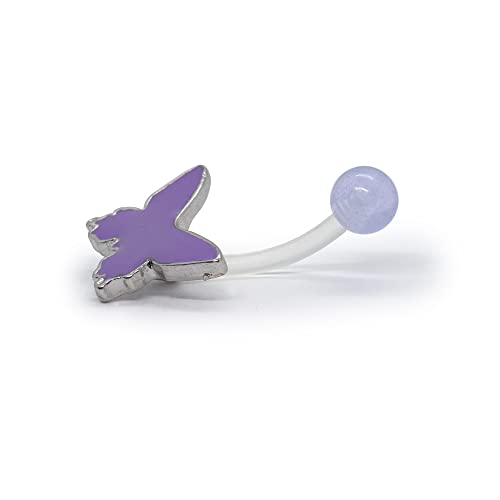 Pierce2Go Glow In The Dark Belly Button Ring - Acrylic Butterfly Belly Button Rings - Belly Piercings Navel Rings For Women (Light Purple) #TOP4