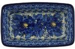 Polmedia Polish Pottery Mini loaf pan UNIKAT - Fields Of Blue Pattern Handmade in Boleslawiec Poland by Ceramika Artystyczna + Certificate of Authenticity