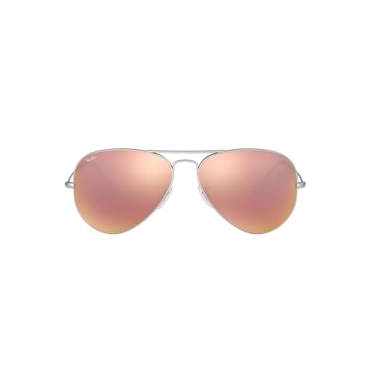 Ray-Ban Óculos de sol aviador espelhados clássicos Rb3025, Prata fosco/marrom claro rosa espelhado, 58 mm