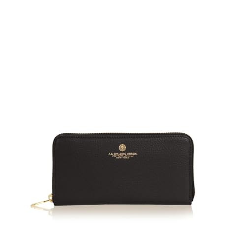 Portefeuille long femme Tiffany Spalding Bros zippé cuir noir