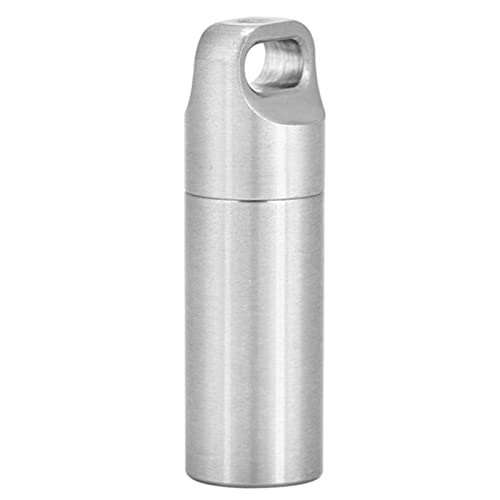 Caja de pastillas de acero inoxidable a prueba de agua Llavero, Caja de pastillas de viaje duradera Portabotellas Resistente para el hombre Monedero Bolsillo EDC exterior Kit de herramientas (M)