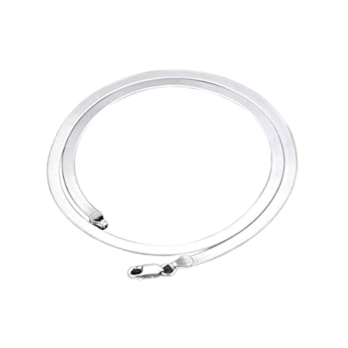 Hotainoys Collar de cadena de serpiente plana, gargantilla de aleación de plata simple, joyería para hombres y mujeres, 4 mm plano