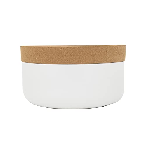 Image of Kamenstein 2 Compartment Large Bowl Extends Produce Freshness, 11 x 11 x 6 Inch, Natural Cork and White Ceramic