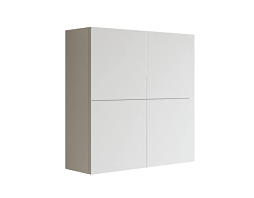 Pensile Doppio Per Lavatoio Bianco E Quercia - MaMa Store, Con Vano A Giorno, L 60 X P 22 X H 71 Cm