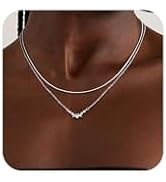 Bouzilli CZ Diamond Pendant Gold Necklace for Women Dainty 14k Gold Plated Choker Necklaces Simpl...