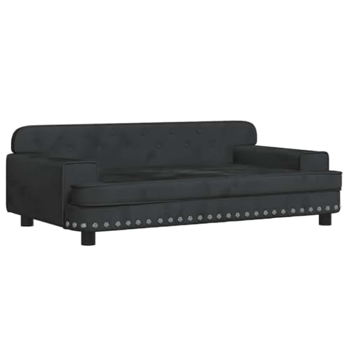 vidaXL Hundebett, Hundekissen mit weicher Polsterung, Hundesofa Hundecouch für kleine Hunde Haustiere, Haustierbett Katzenbett, Schwarz Samt