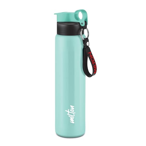 MILTON Maverick 800 Stainless Steel Water Bottle, Leakproof Lid, Single Walled, ISI Certified I for School, Office, Gym I 780 ml, Aqua Green