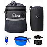Wonder Creature Dog Treat Pouch with Dog Clicker (Black, Water Bottle Holder)