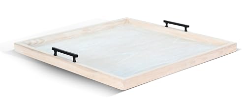 Sunny Designs Square Wood Tessa Ottoman Tray