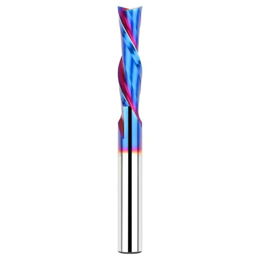 EANOSIC Downcut Spiral Router Bits 1/4 inch Shank, 1/4 inch Cutting Diameter Solid Carbide with Nano Blue Coating CNC Router Bits End Mill for Wood Cut, Carving