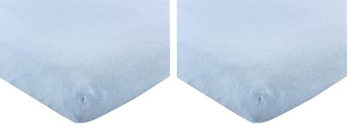 Image of Hudson Baby Unisex Baby Cotton Fitted Crib Sheet, Heather Light Blue, One Size (Pack of 2)