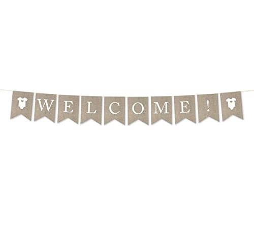 Andaz Press Hanging Bunting Pennant Party Banner with String, Printed Burlap, Welcome!, 4-Feet, 1-Set, Includes String