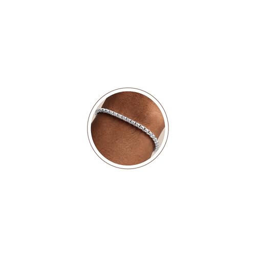 HIMSTORY Silver Bracelet for Men 4mm 925 Sterling Silver Round Box Chain Bracelet Diamond Cut Silver Bracelets Jewelry Gifts for Husband(7.5 Inches)