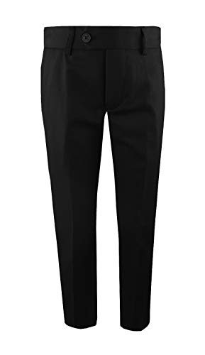 Black n Bianco Boys' First Class Slim Fit Trousers Dress Pants Gently Tapered Flat Front - Presented by Baby Muffin