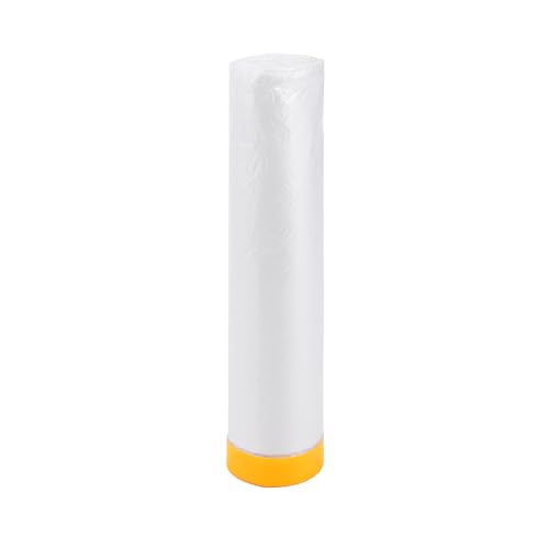 Image of Pre-Taped Masking Film Plastic Cover PE Film Natural Fiber Material 1 Pc 2500x180cm / 82.02ftx70.87 inch White Orange