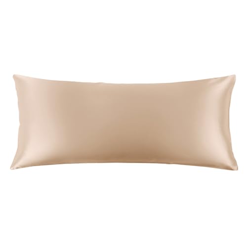 Image of THXSILK Set of 2 100% Mulberry Silk Pillowcase for Hair and Skin, Grade 6A+ Mulberry Silk Pillow Cases 22 Momme, Hypoallergenic Pillow Case Cover with Zipper (Body Size 20 inchx54 inch, Beige)