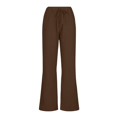 SHAOBGE Cotton Linen Pants for Women Summer Wide Leg Casual Loose Drawstring High Waist Palazzo Pants Trousers with Pockets3