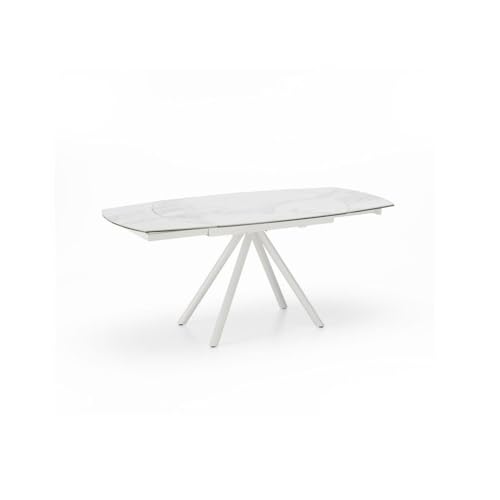 SOLOLED Tafel Kyoto Four uittrekbaar van gehard glas wit marmer tot 180 cm