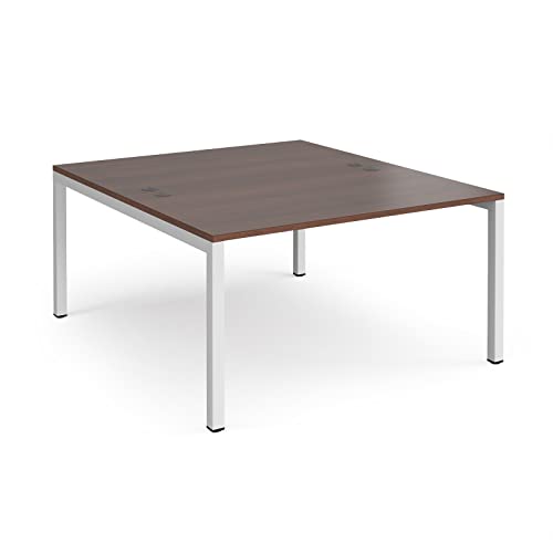 Image of DAMS Connex back to back desks 1400mm x 1600mm - white frame, walnut top