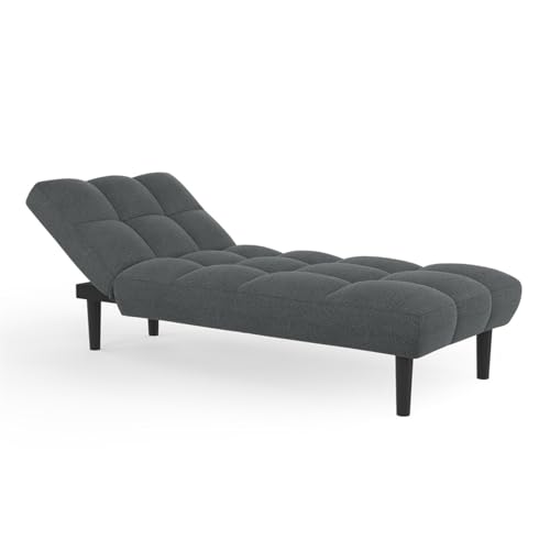 IDMarket - Méridienne clic clac capitonnée Salome 80 x 180 cm en Tissu Gris Anthracite