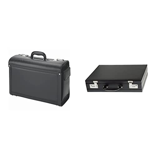 ALASSIO 45028 - Pilotenkoffer Genova, aus strapazierfähigem Lederimitat, ca. 46 x 35 x 20,5 cm, schwarz & 92300 - Attachékoff