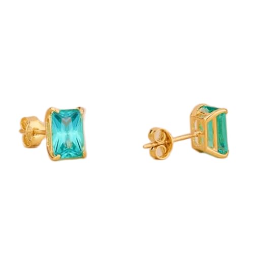 Puces d'oreilles Paraiba d'exception, argent sterling 925 et finitions dorées élégantes