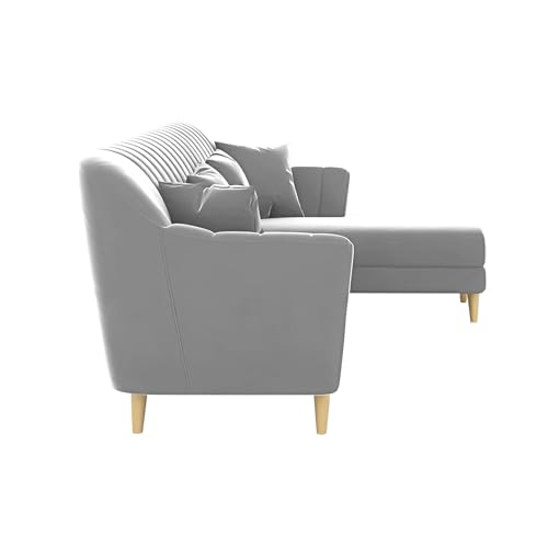 Image of Atticus RHS 6 Seater L Shape Sofa Set for Living Room (Grey Fabric) Premium Fabric Sofa Set