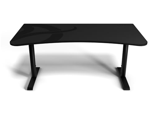 Image of Arozzi Arena Ultrawide Curved Gaming and Office Desk with Full Surface Water Resistant DeskMat Custom Monitor Mount Cable Management Cut Outs Under The Desk Cable Management Netting - Dark Grey