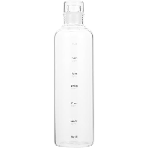 FUNOMOCYA Bouteille Eau Transparente avec Échelle de Gourde Portable Hermétique pour Jus Thé et Boisson Bouteille Pratique pour Voyage et Sport