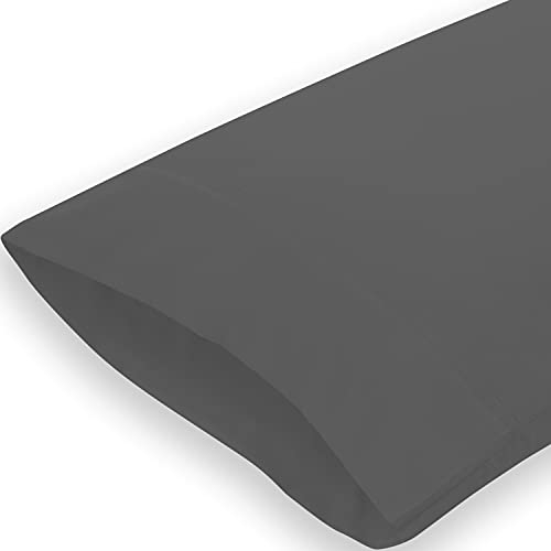 Royale Linens Standard Pillowcase Set Of 2 - Bed Pillow Cover - 20"X26" - Grey Pillowcases - 1800 Brushed Microfiber, Wrinkle & Fade Resistant - Soft & Cozy- Standard Size Pillow Case (Std, Grey) #TOP4