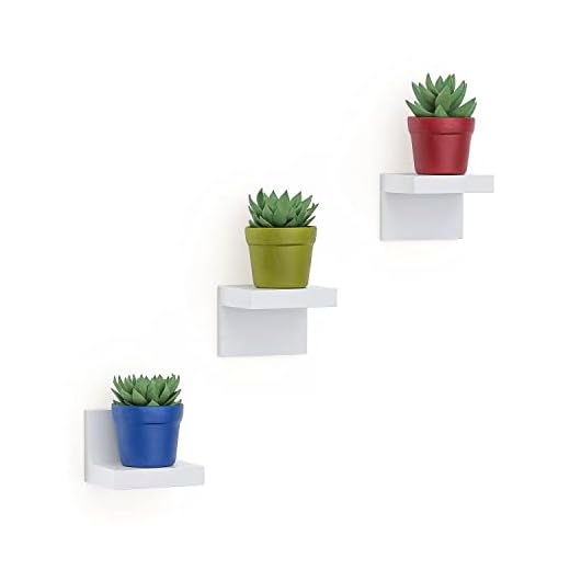 RICHER HOUSE 3-Pack Small Floating Shelves for Wall, 4 Inch Plastic Display Ledges for Mini Decor, Compact Style Small Wall Shelf with 2 Types of Installation