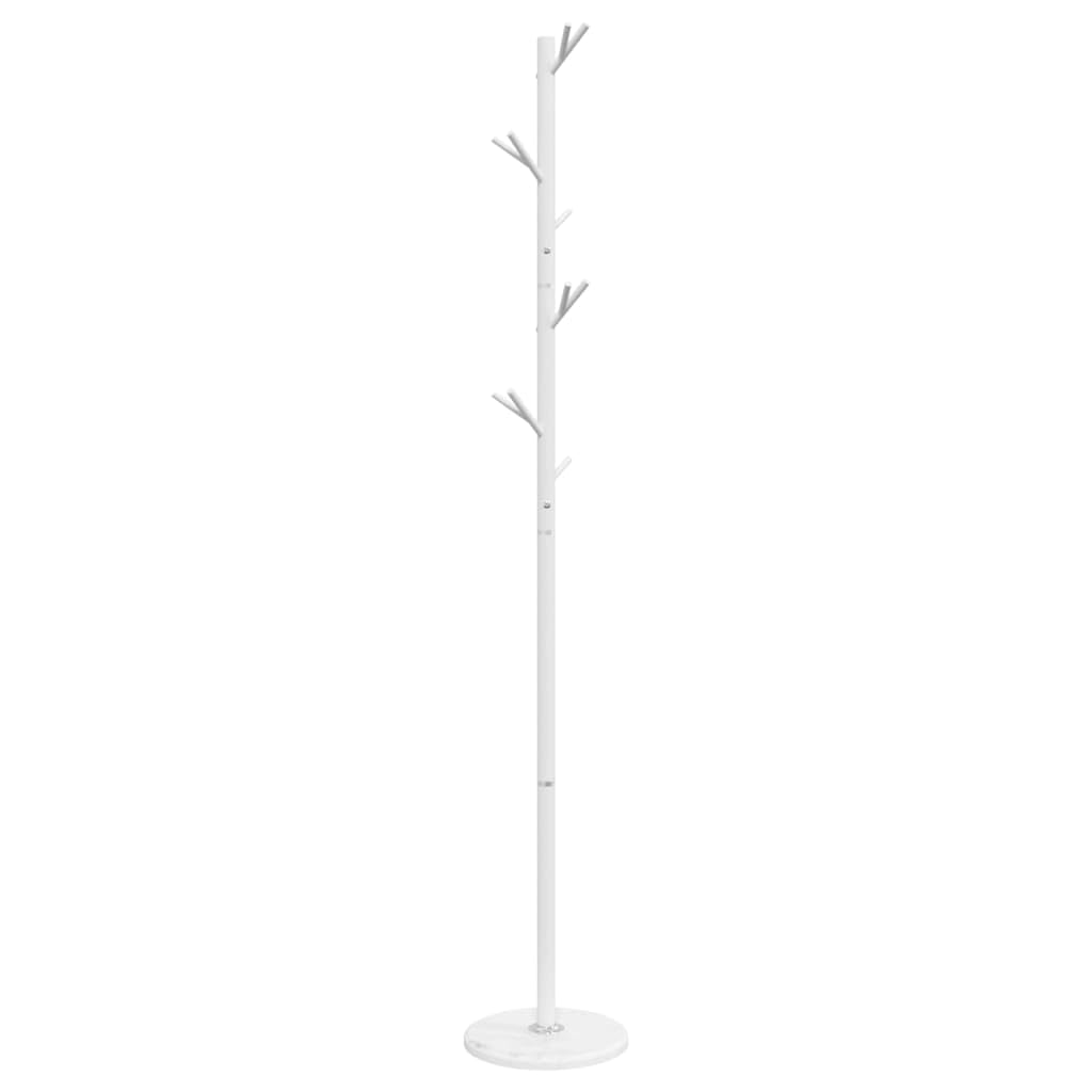 vidaXL Coat Stand, Coat Rack for Hallway Living Room, Clothes Stand with Hooks, Coat Hanger, Modern Style, White Powder-coated Iron