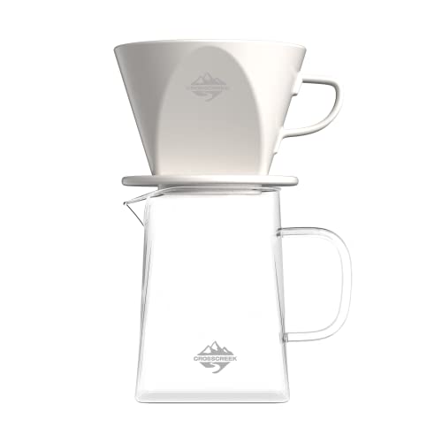 hand drip coffe maker - CrossCreek Pour Coffee Dripper Set Manual Drip Coffee-Maker Glass Carafe White Coffee Dripper Coffee Filters 9917-C001-064