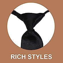 Osking Ties Kids Boys Adjustable Pre-Tied Satin Necktie for Toddler Youth Children School Uniform Wedding Graduation Formal Party Gift Black Plain Age 6 to 10 Years 3