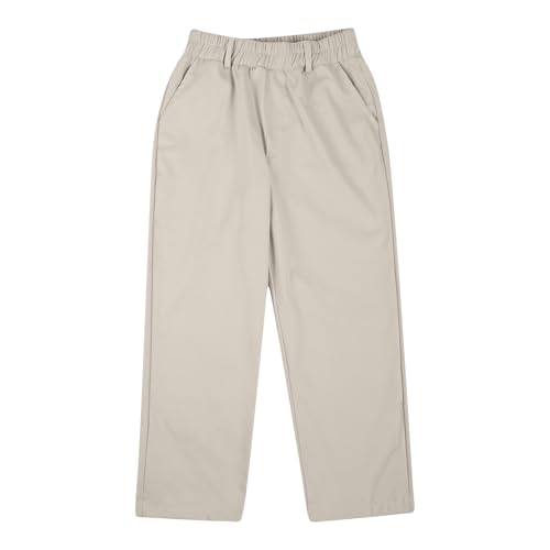 Kids Boy School Uniform Pants Stretch Cotton Chino Straight Leg Elastic Waist Slim Fit Trouser with Pocket 5-14 Years4