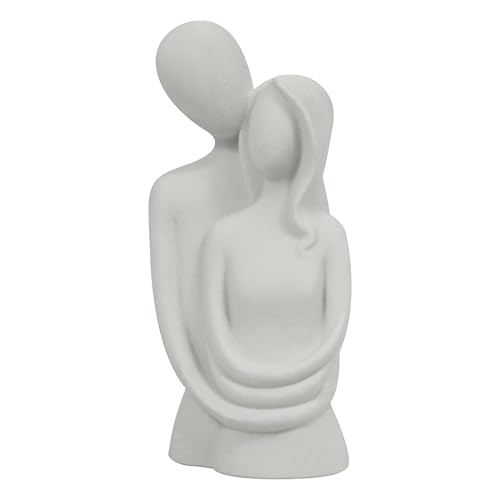 Cozy Villa Couple Statue Love Decor, 8" Romantic Lover Figurine for TV Stand Living Room Bedroom Home Decor, Valentines Day Anniversary Birthday Wedding Gifts for Her, White Knick Knacks for Shelves