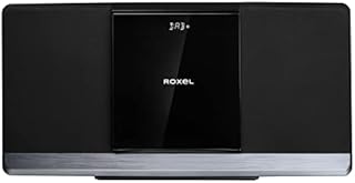 Roxel RCD-320 Micro Hifi System CD Player with DAB/DAB+/ FM RADIO, BLUETOOTH , USB and AUX in connection, Remote Control, Sleek & Flat Design with White LED Display, Wall mountable, 40W RMS