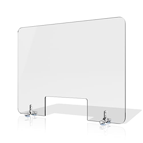 GuardMate Plexiglass L-Shape Sneeze Guard for Desk Acrylic Divider Portable Plastic Barrier Plexiglass Shield For Desk Cashier Checkout Counter (1, 28X34)