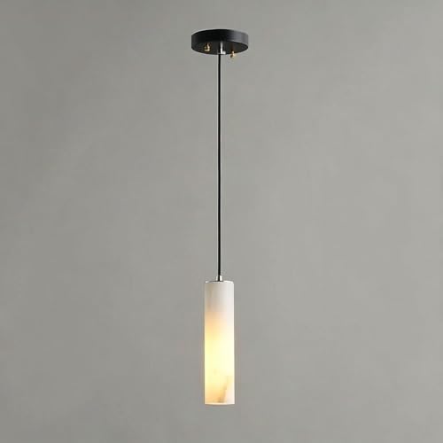 Lampe à suspension cylindrique en marbre et métal pour cuisine