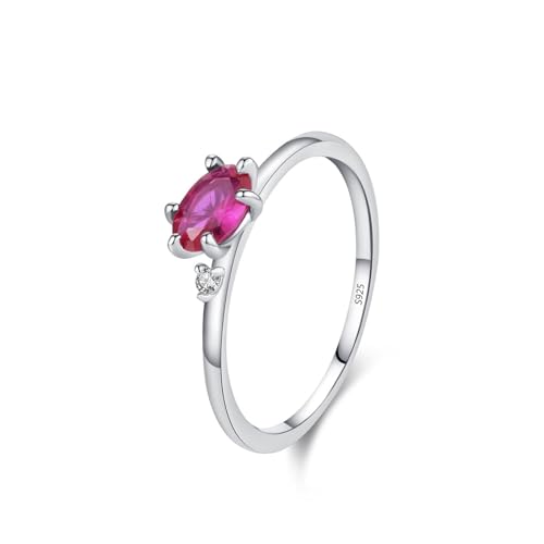 Bague argent 925 femme solitaire ovale rouge vin zircone bijoux
